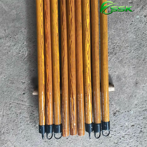 Asiawood PVC-Coated Wooden Broom Handle <b>Mop</b> Stick Flagged Bristle Hard Easy Cleaning Outdoor Use Home Grain Design Dustpan - Product Image 5