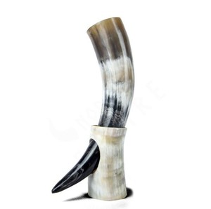 Corne à boire artisanale avec support, corne de buffle naturelle, mug à bière viking, cadeau médiéval pour homme - Product Image 3