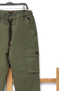 Pantalon cargo extensible pour homme, taille élastique, multi-poches, style utilitaire, coupe slim décontractée - Product Image 2