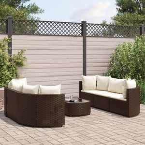 Ensemble de 6 canapés de patio marron et blanc crème pour la détente en jardin - Product Image 1
