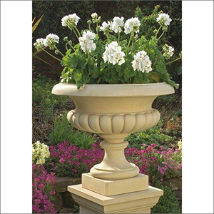 Macetas de Mármol Blanco de Lujo, Ecológicas y Duraderas, Talladas a Mano, Estilo Vintage, para Jardín, Hogar, Macetas con Pedestal, Clásicas para Exteriores - Product Image 1