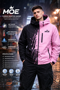 แจ็คเก็ตสีชมพูเปลี่ยนสีตามอุณหภูมิ สไตล์สตรีทแวร์ กันลม กันน้ำ สำหรับผู้ชาย - Product Image 3