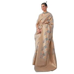 Bollywood Beautiful Organza Hand-Loom Weaving Sari con pieza de blusa para mujeres Ropa india y pakistaní - Product Image 1