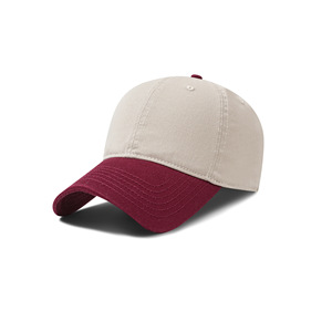 Unisex 6-Panel Baseball Cap Two-Tone Beige Pink Cotton Adjustable Casual Hat Solid Color Washed Finish - Product Image 4