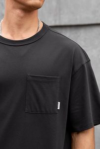 เสื้อยืดโอเวอร์ไซส์ผ้าฝ้ายแท้ 100% น้ำหนัก 220 กรัม พิมพ์ลายตามสั่งที่ไหล่ สไตล์ฮิปฮอป ไซส์พลัส ผ้าฝ้ายแท้ 100% ทรงบ็อกซี่ สำหรับผู้ชาย - Product Image 2
