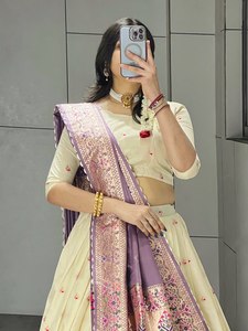 Conjunto Tradicional de Lehenga Choli Paithani para Bodas, para Mujer - Product Image 5