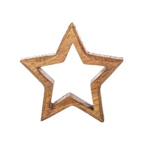 Ensemble de décorations étoiles en bois, 3 pièces, géométriques, pour table, Noël, rustiques, faites à la main, finition bois naturel - Product Image 5