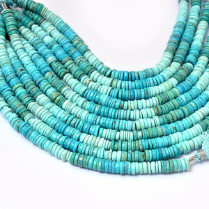Perles Heishi lisses en turquoise naturelle de l'Arizona, qualité AAA+, 7-8 mm, en forme de pièce de monnaie, de disque ou de rondelle, pierres précieuses pour la fabrication de bijoux - Product Image 1