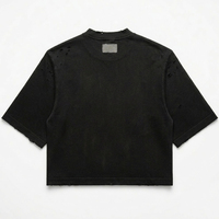 T-shirt Streetwear Oversize Vintage Effet Vieilli à Manches Longues 100% Coton Séchage Rapide 320g avec Strass Personnalisés Marque Valley