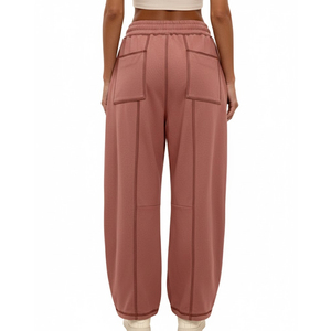 Diseña tus propios pantalones deportivos para mujer, fáciles de usar, con MOQ bajo, recién llegados, informales, de color sólido, en venta. - Product Image 2