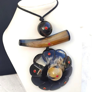 New Arrival Buffalo Ox Horn Necklace Polished Animal Style Bone Jewelry Natural Design <b>Beads</b> Women Girls Wedding - Product Image 1