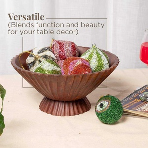 Moderna y Elegante Cuenco Grande de Madera Ecológica con Base Elevada, Ideal para Fiestas y Servir Frutas y Aperitivos - Product Image 5