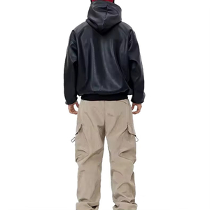 Low MOQ leather <b>hoodie</b> genuine leather low MOQ best quality <b>soft</b> genuine leather hoodies for sale - Product Image 5
