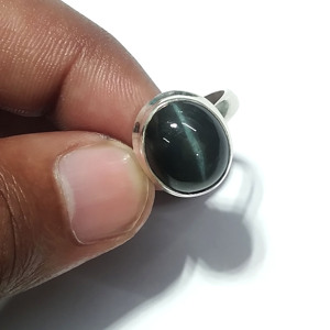 Natural Black Scapolite Cat's Eye Ring: Handmade 925 Sterling Silver Jewelry Amazing Black Cat's Eye Stone Ring <b>Gift</b> For Women's - Product Image 6