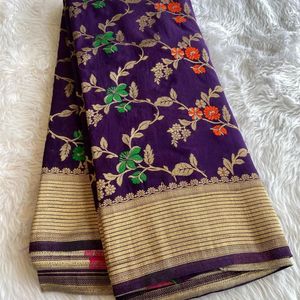 Sari indio de crepé de seda khadi puro con bordado zari, para bodas, diseño elegante, para fiestas nupciales, ropa étnica, lo último en moda para mujeres y niñas. - Product Image 4