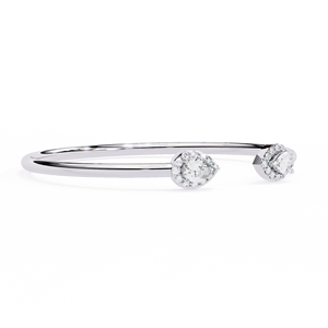 Brazalete de Oro de 18K con Diamantes Cultivados en Laboratorio, Corte Pera, Halo, Diseño Abierto, para Mujer, Regalo, Joyería de Boda - Product Image 1