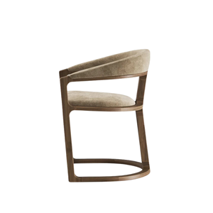 Fauteuil moderne en teck massif avec siège rembourré et dossier incurvé, chaise de salle à manger de luxe pour salon, restaurant, hôtel F - Product Image 2