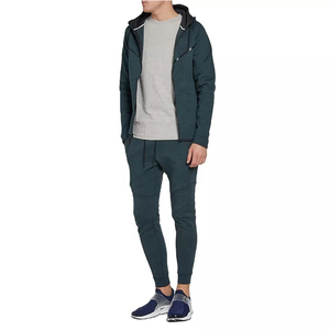 Two Piece Athletic Hooded Tracksuit Set Heavyweight Full Zip <b>Jacket</b> with Drawstring and Slim Fit Joggers for <b>Workout</b> and Lounge - Product Image 4