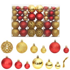 Adornos navideños 100 piezas Oro y vino rojo 1,2 \ "/1,6 \"/2,4 \ "Adornos de bolas y árboles - Product Image 1