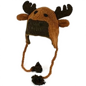 Chapeau en laine 100% tricoté à la main, motif élan, unisexe, pour les activités de plein air, le ski, la plage, le cyclisme et les sports - Product Image 1