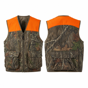 Chaleco de Caza con Estampado de Camuflaje para Hombre MEGAMAPLE, Sin Mangas, Cuello Naranja, Transpirable, de Poliéster Suave, con Logotipo Frontal, para Otoño - Product Image 1
