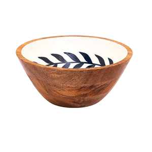 Bol en bois émaillé artisanal avec un élégant motif de feuille – Bol de service décoratif haut de gamme pour la salle à manger et la décoration intérieure - Product Image 1