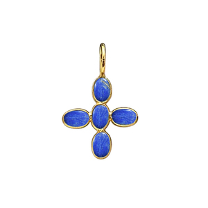 Pendentif croix en labradorite sertie clos, ovale lisse 5x3mm, labradorite bleue, breloque plaquée or, bijoux faits main, fournisseurs d'Inde - Product Image 2