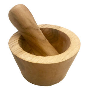 Mortier et pilon en bois massif de 17 pouces, manuel, écologique, en bois naturel, pour broyer les herbes et les épices - Product Image 4