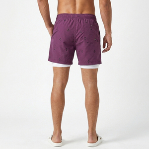Eco-Friendly Cotton Casual <b>Men's</b> Swim <b>Trunks</b> 2-in-1 Quick Dry Anti-UV Black Anchor Board Shorts Premium Sialkot Export Quality - Product Image 4