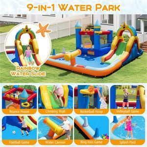 Scivolo d'Acqua Gonfiabile Colorato con Piscina e Ventilatore per Giochi Multisport e Strutture di Divertimento Acquatico - Product Image 5