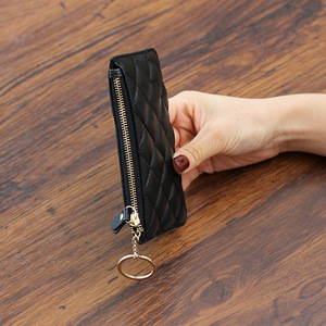 New Fashion Diamond Lattice Wool Coin Purse Luxury Soft Mini <b>Wallet</b> Women Quilted Zippered <b>RFID</b> Blocking Scarves Small Pouch - Product Image 4