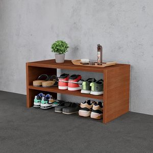 Woodworks Wooden Shoe <b>Rack</b> for Home, Chappal Slippers Organizer Stand I 2-Tier I Finish-Suede DIY (Walnut) - Product Image 1
