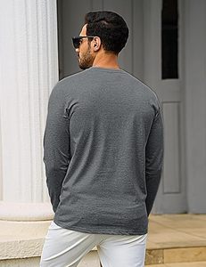 เสื้อยืดแขนยาวคอกลมผู้ชาย สีเทาล้วน สวมใส่สบาย ระบายอากาศได้ดี ทรงปกติ ผ้าฝ้าย 100% ความยาวปกติ - Product Image 2
