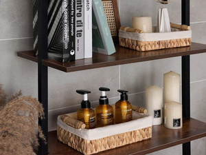 Modern Design Bathroom Storage Baskets Water Hyacinth Material with Wooden Handles Natural Fiber Liner Toilet <b>Paper</b> Organization - Product Image 4