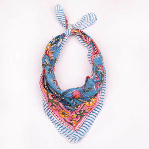 Fashion Floral Square Cotton Breathable Scarf Multifunctional Winter Spring Summer Style Blue <b>Pink</b> Patterned Neck <b>Wrap</b> - Product Image 3
