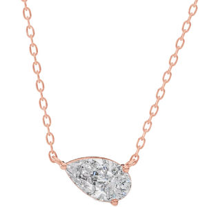 Collar Solitario con Diamante Cultivado en Laboratorio con Corte Pera East West en Oro de 14K Blanco, Amarillo o Rosado - Product Image 1