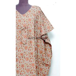 Kaftan pour femme, robe maxi moulante décontractée et élégante, 100% coton respirant, imprimé à la main, respectueux de l'environnement, avec ceinture simple, pour un usage quotidien - Product Image 2