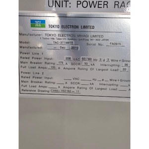 Rack de Distribución de Energía TEL Vesta-TAC-3TTRRTT PM3,4 Usado Como Está, Piezas de Equipos Semiconductores Legacy - Product Image 3