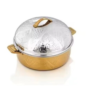 Juego de cazuelas clásicas de cerámica con tapa y base de acero inoxidable, plato redondo para calentar alimentos, apto para lavavajillas, contenedor aislado. - Product Image 3