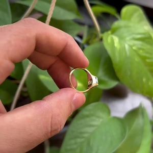 Elegant Radiant Cut Lab Grown Diamond Half Bezel <b>Set</b> <b>Ring</b> With 14K Yellow <b>Gold</b> with IGI Certified Diamond <b>Ring</b> for Women's - Product Image 3