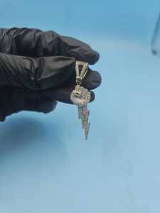 Colgante de puño relámpago con incrustaciones de moissanita, joyería Hip Hop Bling, colgante de plata 925, colgante Bust Down para hombre - Product Image 3