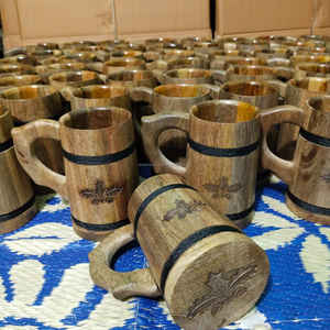 Mug en bois de manguier fait main, tasse à boire en bois naturel pour café et thé à prix avantageux - Product Image 2