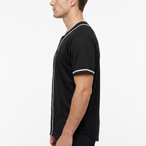 Maillot de baseball personnalisé pour hommes, manches courtes, noir, polyester, évacuation de l'humidité, nom et numéro de l'équipe imprimés, coupe régulière, toutes saisons - Product Image 5