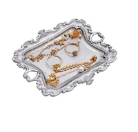 Décoration vintage pour la maison, accessoires de salle de bain, petit plateau à bijoux, plateau à bagues antique, plateaux dorés style campagne française