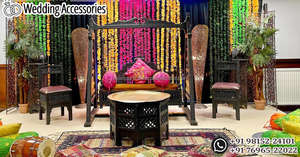 Gujarati Garba Night Decor Stage <b>Swing</b> <b>Set</b> Mehndi Stage Golden <b>Swing</b> with Chairs Indian Wedding Sangeet <b>Swing</b> Factory Sale USA - Product Image 3