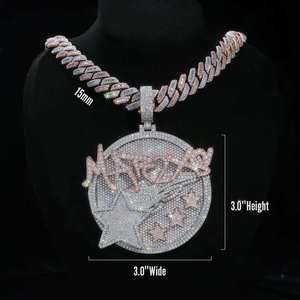 Collar Unisex Hiphop con Colgante de Moissanita Plateado en Plata de Ley Mars24s con Diseño de Letra Microincrustada, 3.0 Pulgadas de Ancho, Regalo - Product Image 3