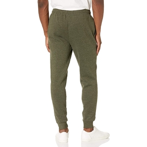Men Olive Green Sweatpants Elastic Waist <b>Cuffed</b> Ankle Side Pockets Casual <b>Joggers</b> Lightweight Breathable Knitted Pants - Product Image 2