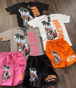 <b>Men's</b> <b>Summer</b> Streetwear Two-Piece Set Nylon Windbreaker <b>Jacket</b> Shorts Flame Embroidery Logo Embroidered Tracksuit - Product Image 6