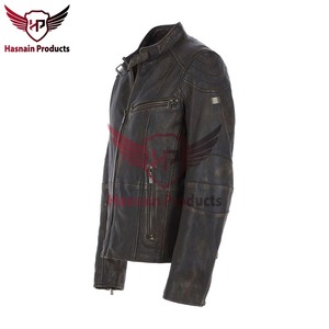 Chaqueta de Cuero Genuino Marrón para Hombre, Estilo Motero, Cafe Racer, de Piel Vacuna, con Hombros Acolchados, Clásica, Personalizada, para Invierno - Product Image 4