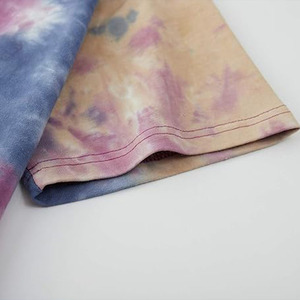 Trendy Solid Color Tie Dye Men's Shirts Heavyweight 100% Cotton Blend And Crewneck Short Sleeve Casual Top Bulk Supply USA - Product Image 2